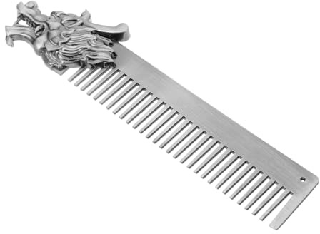 DEARMAMY Metalltaschenkamm Für Männer Und Frauen Wikinger-design Kleiner Kamm Für Haarstyling Und Bartpflege Aus Zinklegierung Tragbar Für Reisen