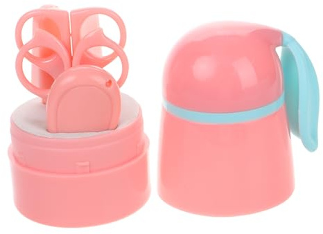 Babynagelset für Neugeborene mit Schere Feile und Pinzette, Rosa | Kunststoff und Edelstahl, Sanfte Pflege, Sauberes Schneiden, Praktisches Satz für Kinder und Neugeborene