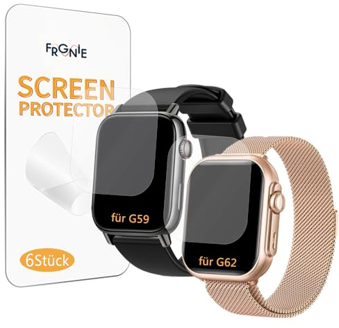 Frgnie 6 pellicole proteggi schermo compatibili con Sanorum, SWGOTA G62 Smartwatch da 1,83, in morbido TPU, compatibile con smartwatch BANLVS, NAIXUES 2025 G59 PRO