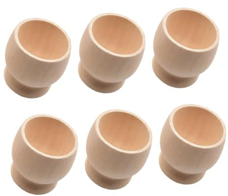 VERDANVERSE 6pezzi Portauova di Legno per Pasqua Supporti per Uova Fatti Mano per Ragazzo Ragazza Decorazioni per Tavolo di Pasqua di Portauova Legno Grezzo per attività Creative