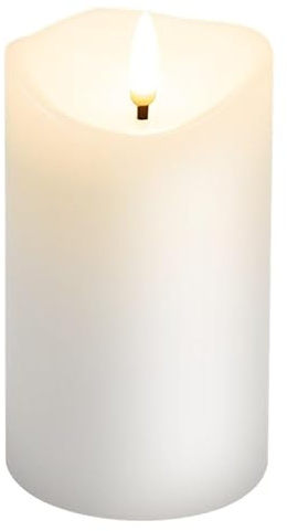 goobay Bougies LED Bougie de cire véritable blanche 7,5x12,5 cm avec fonction minuterie Mèche 3D alimentée par piles blanc chaud, pour une décoration élégante, un éclairage sûr et élégant 77775