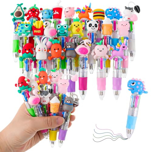 Yoosso 24 Stück 4-in-1 Kugelschreiber, 0.7mm Versenkbare Kugelschreiber Lustige Stifte Kinder für Studenten Büro Schule Geschenke