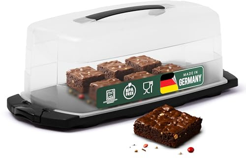 Novaliv Kuchen-Transportbox (Rechteckig 39 x 17 x 14 cm), Aufbewahrungsbox mit Deckel für Kuchen & Torten, Tortentransportbox Tortenglocke Tortenbehälter, Zubehör Box Dessert Aufbewahrung Haube