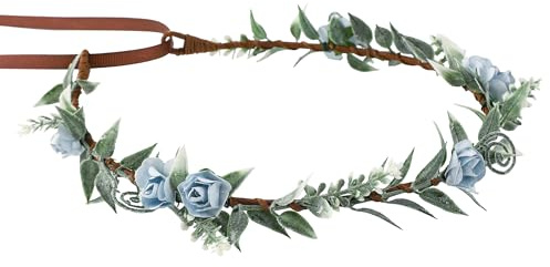 Blumenkranz für Frauen und Mädchen Handgefertigte Fee-Kränze Renaissance-Garlanden Faschingskostüme Karneval Braut-Cosplay DIY Halloween Weihnachts Mutterschaftsaufnahme Urlaubsfotografie Blaue Rosen