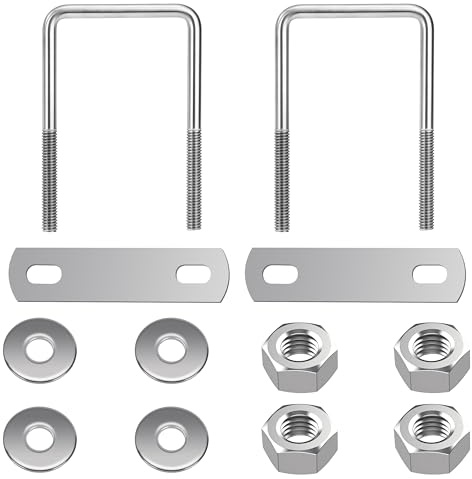 QIMEI-SHOP Perno en U Cuadrado Pernos en Forma de U de Acero Inoxidable con Tuercas y Placas para Fijación de Tubería 45 mm de Ancho Interior M6 45x80 mm