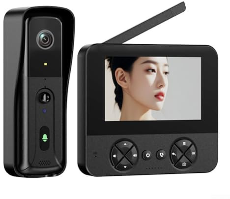 TONIXY Videocitofono intelligente wireless da 4,3 pollici, audio bidirezionale, trasmissione 300 m, fotocamera grandangolare, supporta schede TF fino a 128 GB (nero)