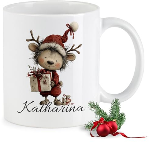 GRAZDesign Personalisierte Weihnachtstasse mit Namen Kinder Erwachsende Kaffeebecher Keramik 330ml
