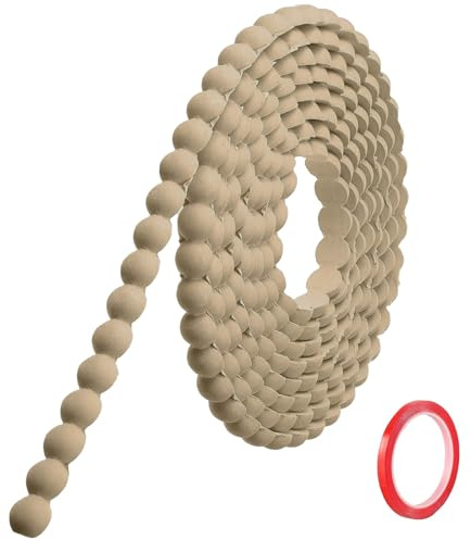 Hengrongshen Moulure Murale Décorative Adhésive Couleur Bois (3M x 15mm) Moulure en PVC Flexible avec Bordure Perlée 3D, Baguette de Finition Hydrofuge et À Peindre pour Mur, Cadre de Miroir et Bords
