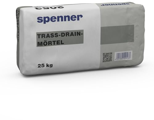 Spenner Trass-Drain-Mörtel 25kg – Frostbeständiger Drainagemörtel für Terrassen, Naturstein & Pflaster, wasserdurchlässiger Trassmörtel für Außenbereich