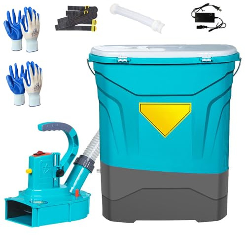 Esparcidor de Fertilizante Automático 25 L - Esparcidor de Mochila Inalámbrico 3000 RPM para Semillas y Abono, Alcance 4–5 m, Flujo Ajustable, para Césped Granja y Huerto