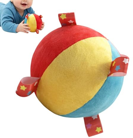 Weicher Rasselball, 12,7 cm, mit integrierter Glöckchen, niedlich und bunt – sensorisches Spielzeug für Babys ab 6 Monaten, Geburtstag, Party
