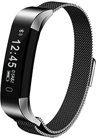 AQUARIUS AQ115 Splash Proof Fitness Tracker, Smart Watch with Metal Mesh Milanese Strap, 0.86 OLED Display Activity Tracker & Pedometer with Sleep Monitor for iOS & Android - Space Grey