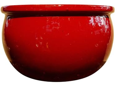 TucanoHamburg Blumentopf, Modell Bamboo in rot 37x24cm, frostfest