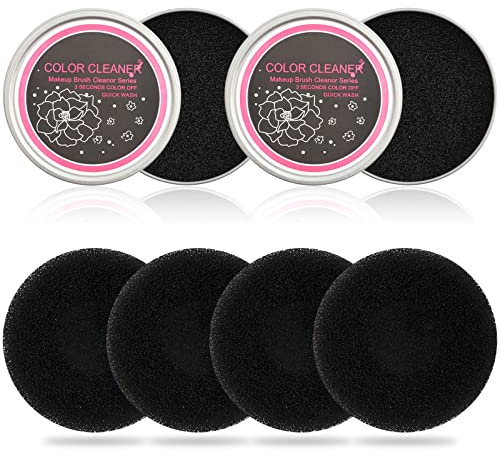 Make Up Pinselreiniger Reinigung, 2 PCS mit 4 Ersatzschwämmen, Weich und wiederverwendbar Pinsel Reinigung Schwamm, Make up Pinsel Reinigungswerkzeug für schnell Farbenwechsel, Reinigung, Trocknen