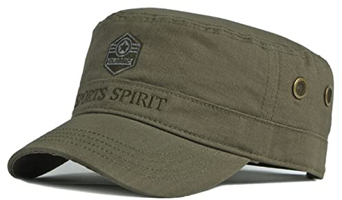 CHENNUO Herr militär armékeps klassisk militär stil platt topp basebollkeps vandring sport keps, Armégrön, 56/60