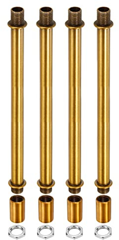sourcing map 4Stk. Gewindestangensatz M10x1mm Gewinde 150mm lang Mutter Verbinder mit Gewinderohr Sechskantmutter Gold Bronze