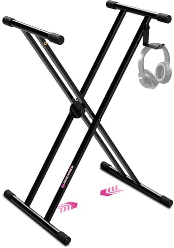 Liquid Stands Piano Keyboard Stand - X Style Adjustable and Portable Heavy Duty Music Stand for Kids and Adults - Fits 54 61 88 Key Electric Pianos - Double Braced Foldable Digital Piano Table Frame