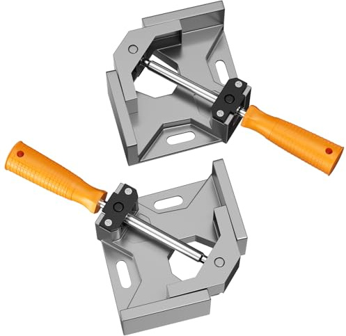 Lectorias 2 Pièces serre joint angle à 90 degrés, menuisier outillage, etau Alliage d'Aluminium, serrage angulaire avec Mâchoire Pivotante Réglable, assemblage bois avec Poignée, pince de soudage