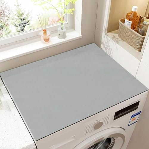 Cubierta Superior para Lavadora y Secadora 60 x 60 cm Gris Silicona Protección Funda Antipolvo Lavadora Universal Antideslizante Funda Lavadora de Tambor para el Cocina Lavandería
