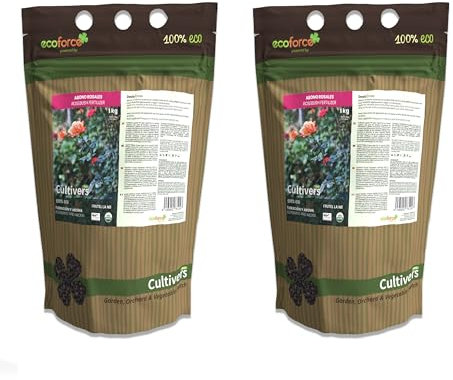 CULTIVERS Abono - Fertilizante ecológico especial Rosales y Trepadoras. Potencia la Floración y Aroma de las flores. Origen 100% orgánico y vegano (2x1kg)