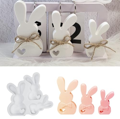 Silikonformen Gießformen Ostern, DIY Hasen Silikonform Ostern, Gießformen Silikon Ostern, Gieß-formen Silikon Frühling, Silikonform Frühling, Gießform Frü-hling, für DIY Os-terdeko Handwerk (B)