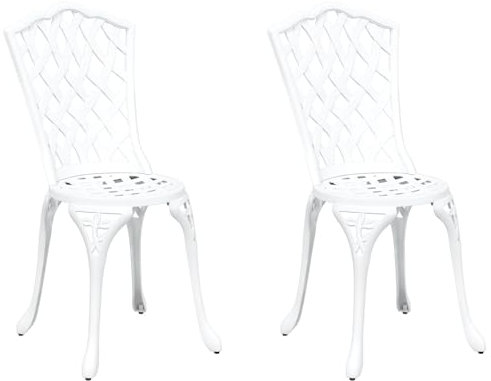 vidaXL Gartenstuhl-Set mit 2 weißen Aluminiumstühlen. Perfekt für Terrasse oder Balkon. Ergonomisches Design, UV-beständig, leicht und bequem.