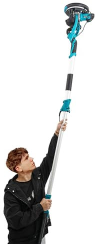 Lijadora de pared de techo de 750 W, lijadora de pared, lijadora eléctrica de techo y pared con extracción de polvo, mango telescópico, con lazo LED