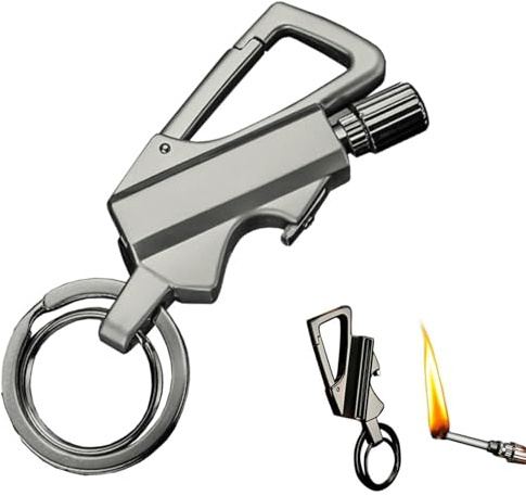YHBNJIGW Accendino a Cherosene Multifunzionale con apribottiglie Portachiavi, fiammiferi riutilizzabili Antivento e Impermeabili, Adatti for Il Campeggio all'aperto (Cherosene Non Incluso)(Silver)