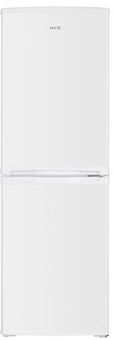 HYE Fridge Freezer - Small 50/50 Freestanding Fridge Freezer, 144cm Height, 48cm Width, 142 Litre Capacity, Suitable For Apartments & Couples, Compact Design For Small Kitchens, White