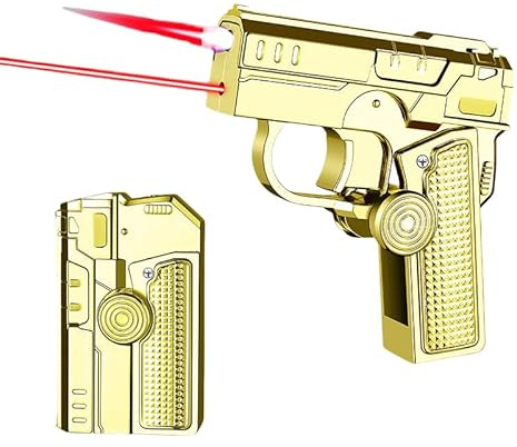 Multi-Functional Foldable Windproof Lighter, 2 In 1 Refillable Butane Gas Lighter, Multi-Purpose Windproof Jet Red Flame Lighters, Suitable For Barbecue, Candles, Outdoor Camping (Gold)
