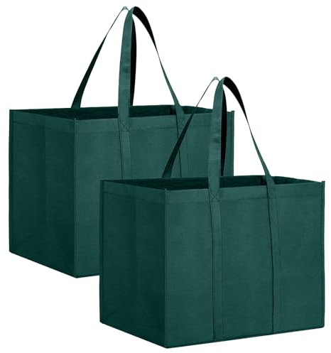 InfiniZer 2 Pack Shopping Bags Large Capacity Foldable Grocery Tote Bags Washable Lightweight Reusable Tote For Supermarket Picnic Camping Travel Beach