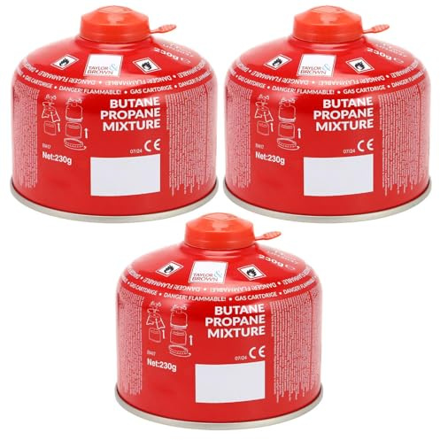 Greenfields 230g Propane Butane Gas Cartridge – EN417 Screw-On Resealable Camping Stove Fuel for Portable Cookers, Gas BBQs, Blowtorches & Outdoor Cooking