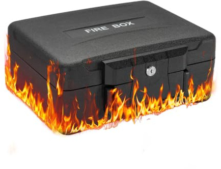 XPEDITION Pequeña caja fuerte ignífuga e impermeable: caja de documentos portátil para el hogar, cerradura de llave, mango ergonómico, protección contra incendios de 1 hora a 926.7 °C, impermeable