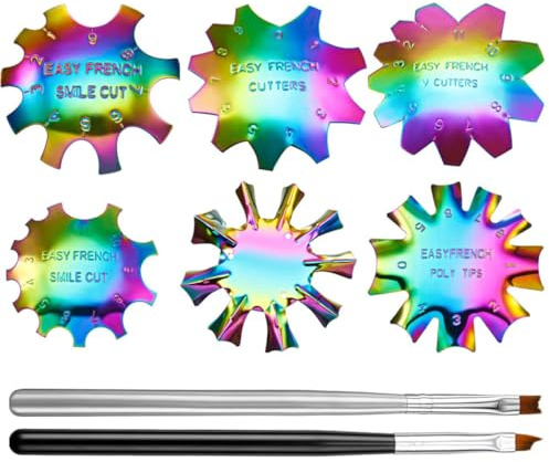 Toyvian Gabarit à Ongles 2 Stylos en Acier Inoxydable Anti-rouille 6 Styles Professionnels pour Manucure DIY Salons de Manucure et Boutiques D'ongles