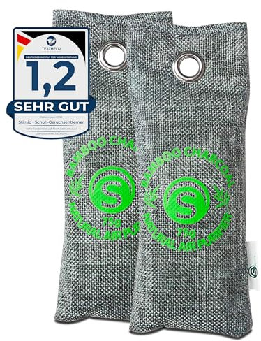 2x Sacchetti Antiodore Scarpe – Carbone Attivo Naturale contro Cattivi Odori e Umidità – Deodorante Piedi Sudati – Assorbi Odori Scarpe Lavoro Sport – Riutilizzabile