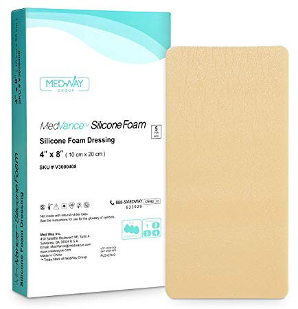 MedVanceTM Silikon - Schaumabsorbierender Verband mit Silikonkleber, 10 cm x 20 cm, Packung mit 5 Wundverbänden