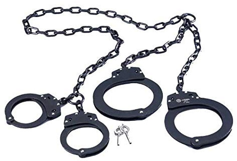 KS-11 echte Handschelle mit Fußfesseln aus Metal in Schwarz - Behördenqualität - SM Spielzeug zum fesseln - Security Zubehör TOP Preis