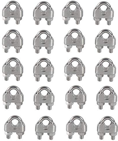 M3 Stainless Steel Wire Rope Clip - 20pcs, U Bolt Saddle for Rigging and Tensioning Industries and Household Shipping