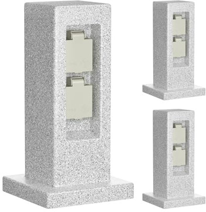 ledscom.de 3 prese da giardino a colonna POCK per esterni, IP44, a 2 vie, grigio (effetto pietra), angolari, 30 cm