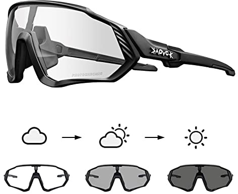 KAPVOE Photochromic Cycling Glasses Men Women Mountain Bike Sunglasses Clear MTB Bicycle Riding - K9408