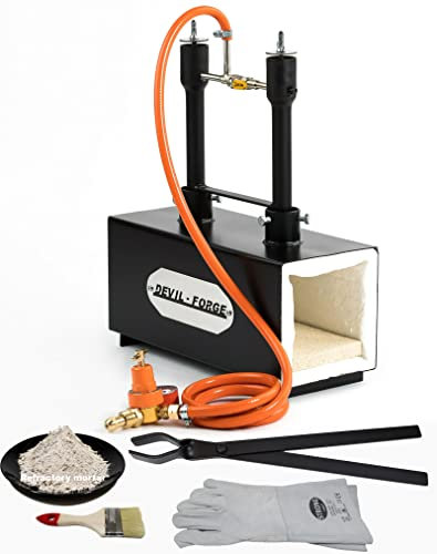 DEVIL-FORGE Forge à Gaz Propane modèle DFPROF2b avec 2 Brûleurs DFP (160.000 BTU) utiliser 1 ou 2 Brûleurs, pour Couteliers, Maréchaux-Ferrants et Forgerons, Fabrication Couteaux, Forgeage Métaux