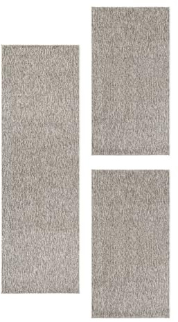 SIMPEX Bettvorleger Schlafzimmer Teppich Bettumrandung 3 Teilig Läufer Flur Küchenteppich Bettläufer Modern Einfarbiges Design Kurzflor Soft & Extra Weich Farbe: Beige