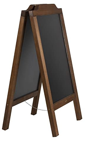 Alije Kundenstopper Outdoor mit Holzrahmen Rustikal Handgemachtes Aufsteller Kundenstopper Kreidetafel - Werbetafel Holztafel Werbeaufsteller Straßenreiter Gehwegaufsteller (120x65/20kg Braun)