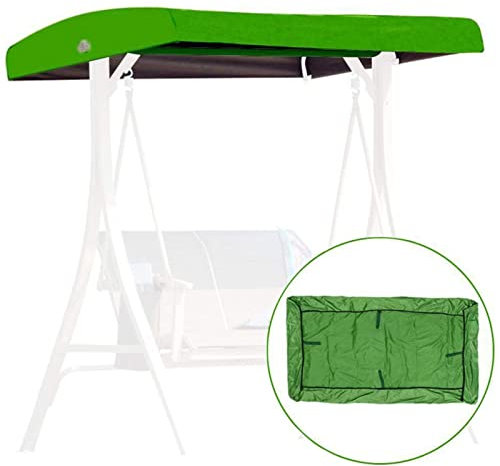 FYTY Replacement Canopy Swing Seat Chair, Garden Swing Chair Canopy Cover, Waterproof/UV Resistant Swing Canopy Cover, 3 Seater Hammock Cover Top for Patio Garden Outdoor,Green,191x120x18/23cm