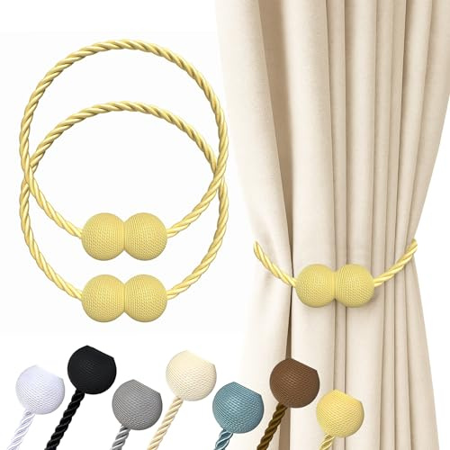 Hion Magnetische Vorhang Raffhalter Golden 2 Stück, Vorhang Raffhalter Schnallen Holdbacks Halter Haken Clip für Zuhause Schlafzimmer Büro Dekorativer Vorhang