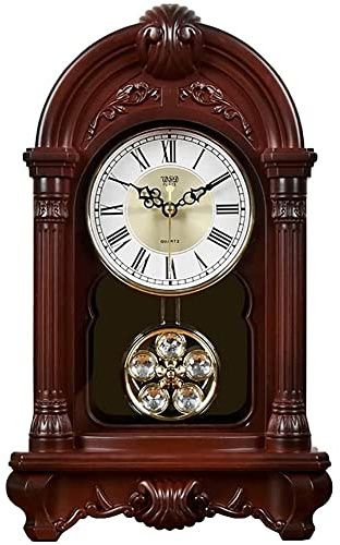 Relojes de chimenea Reloj de repisa, relojes de péndulo decorativos antiguos for el hogar, reloj de mesa silenciosa con batería con campanas en la hora, chimenea, regalos decorativos de estante