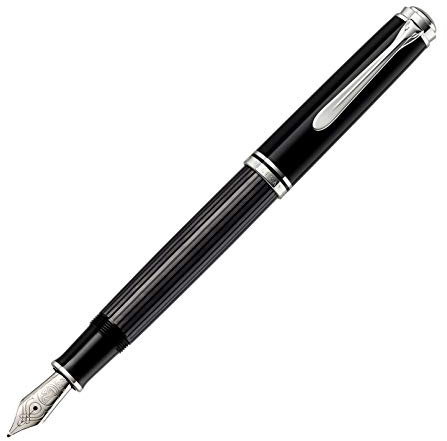 Pelikan Füllhalter Souverän 805 Stresemann, Schwarz-Anthrazit, Feder EF (extra-fein), hochwertiger Kolbenfüller im Geschenk-Etui, 957613