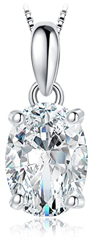 JewelryPalace Ovalskuret 2cts Zirkonia Solitärkedjehänge, Brudsmycke Med Simulerade Diamanter, Halsband För Damer Silver 925 Collier För Damer Med Sten, Smycken Gåva Till Flickor 45cm