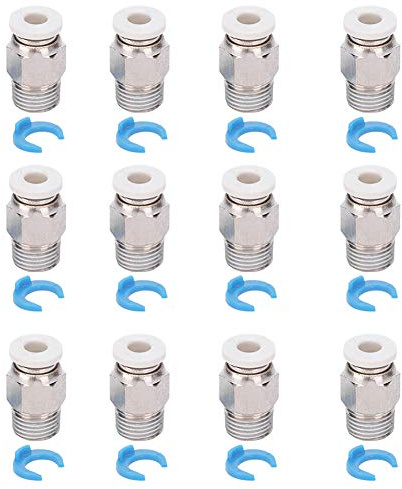 12Pcs Pneumatic Fitting Push Connector Straight Quick Connector 3D Printer Extruder Accessories CR10 M10 Thread 3D Printer Accessories