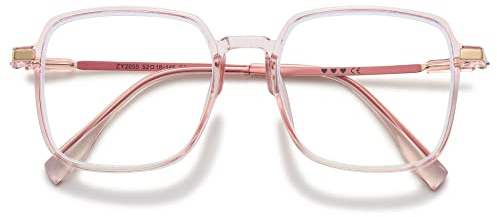 VEVESMUNDO Blaulichtfilter Lesebrille Metall Groß Stylisch Rechteckig Anti Blaulicht Lesehilfen Sehhilfe Brille für Damen Herren